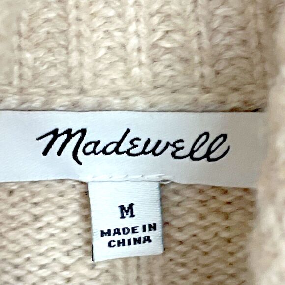 Madewell Womens Medium Sweater Turtleneck Shirt Top Hickory Cream Wool Blend - Picture 4 of 6